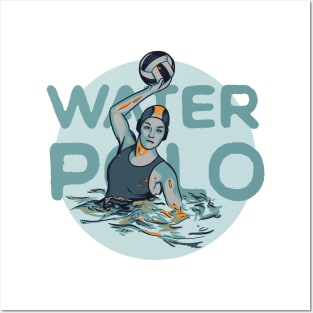 Water Polo Vintage Woman Shooting Posters and Art